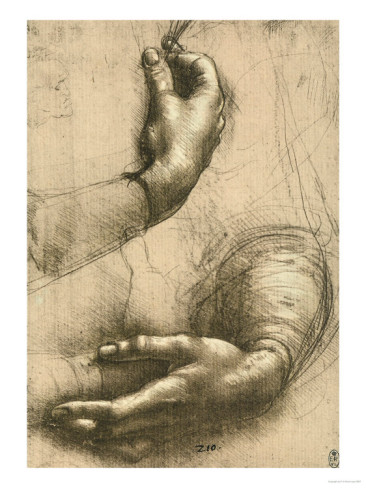 Study of Female Hands, Drawing, Royal Library, Windsor - Leonardo Da Vinci Painting